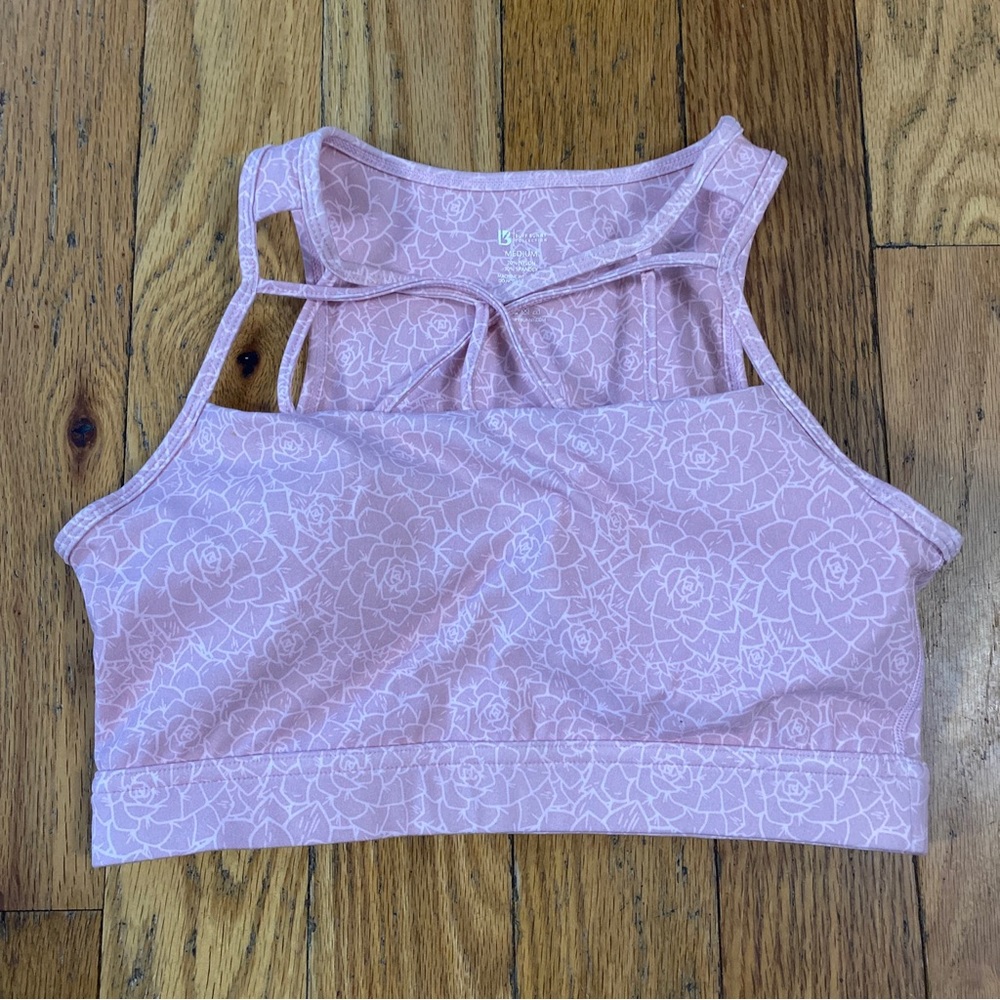 BuffBunny Pink Floral Print Caged Up Sports Bra Size M